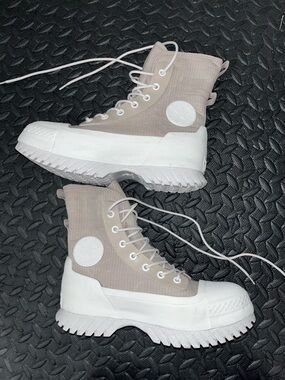 Converse Lugged 2.0 High-Top Platform Shoes in Beige and Cream